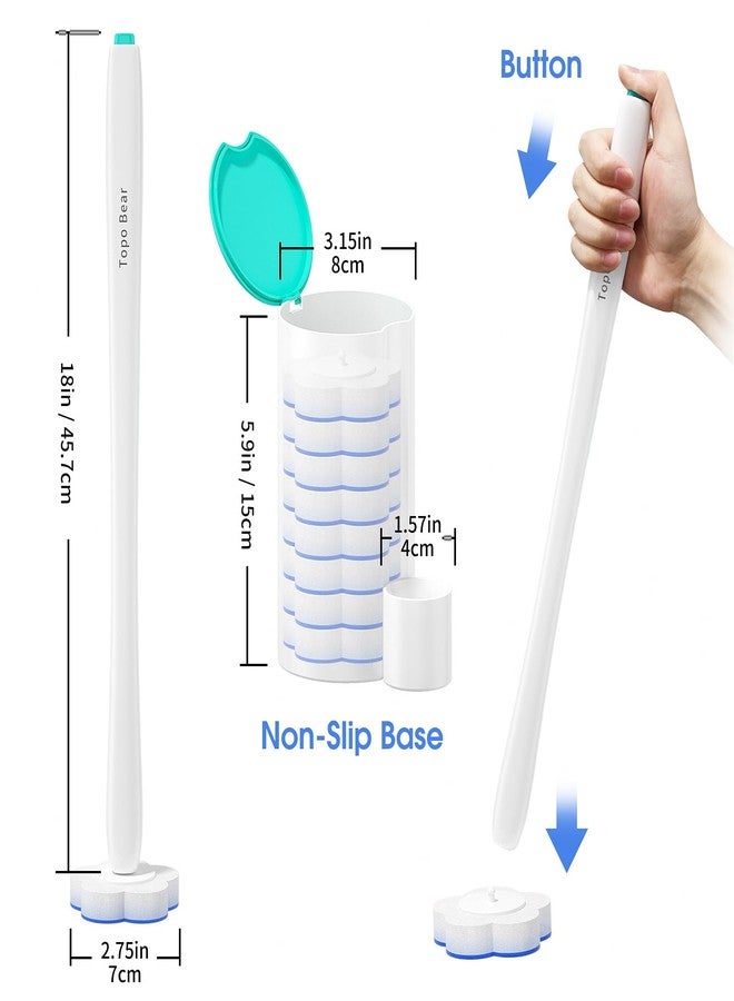 Topo Bear Toilet Bowl Brush with 40 Refills, Toilet Wand Cleaning System (Green) - Image 2